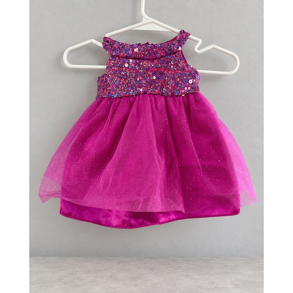 Build-A-Bear Fuchsia Sequin Tulle Dress Plush Clothes 10.5" Length